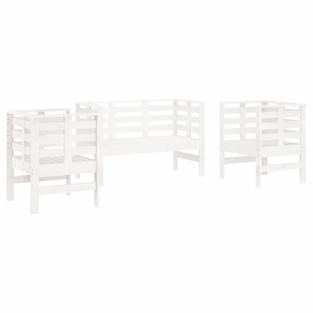 Set Salotto da Giardino 3 pz Bianco in Legno Massello di Pino 825143