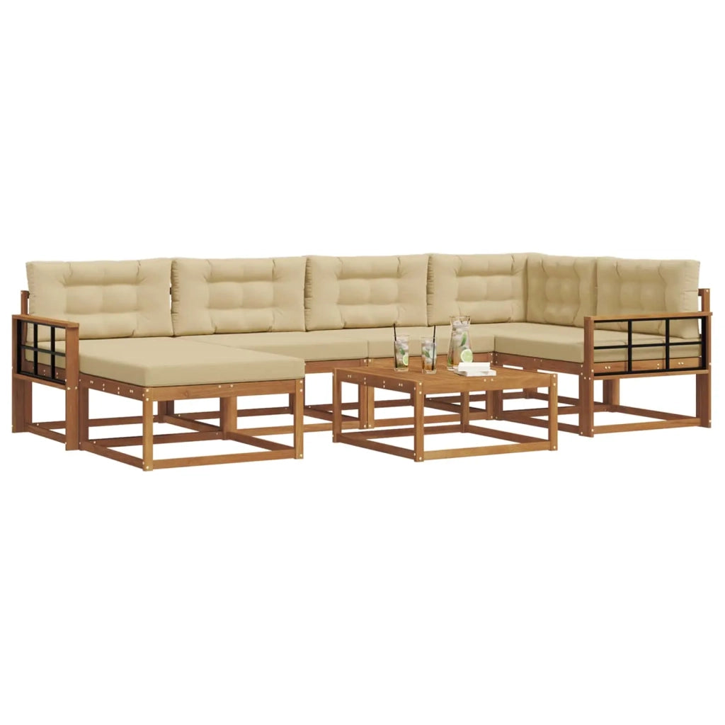 Set di divani da esterno con cuscino 7 pcs Naturale e Beige