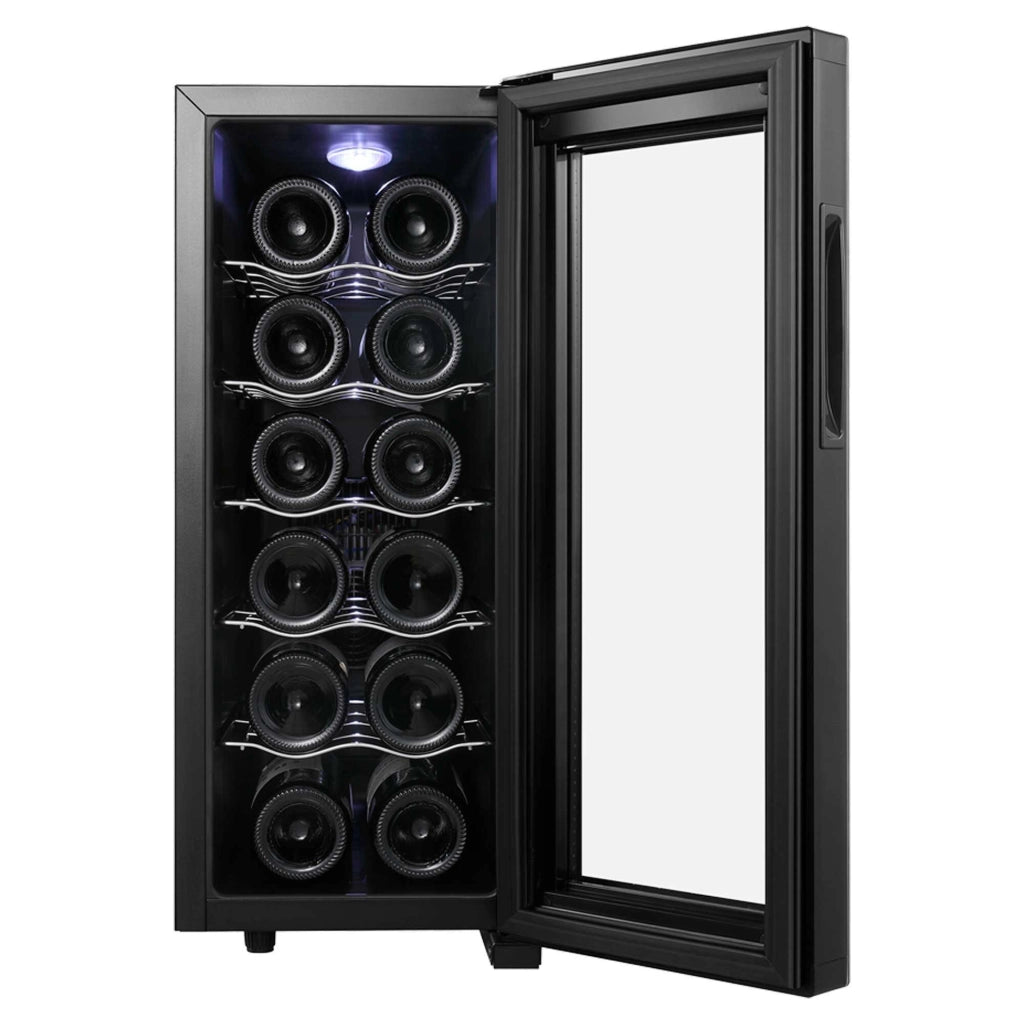 Cantinetta vino 12 bottiglie 33L, temperatura 12-18°C con display touch e porta vetro silenziosa <27dB - Sogo