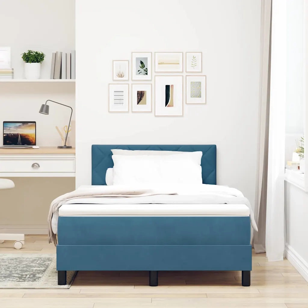Letto a Sorgente LED con led Blu Scuro 120 x 190 cm Velluto 3342708