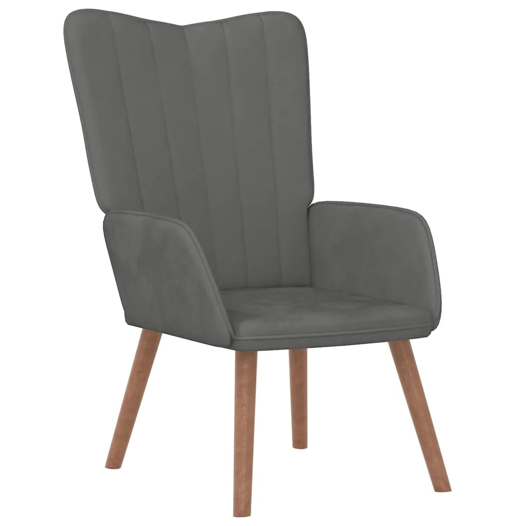 Poltrona Relax | Sedia Relax con Poggiapiedi Grigio Scuro in Velluto
