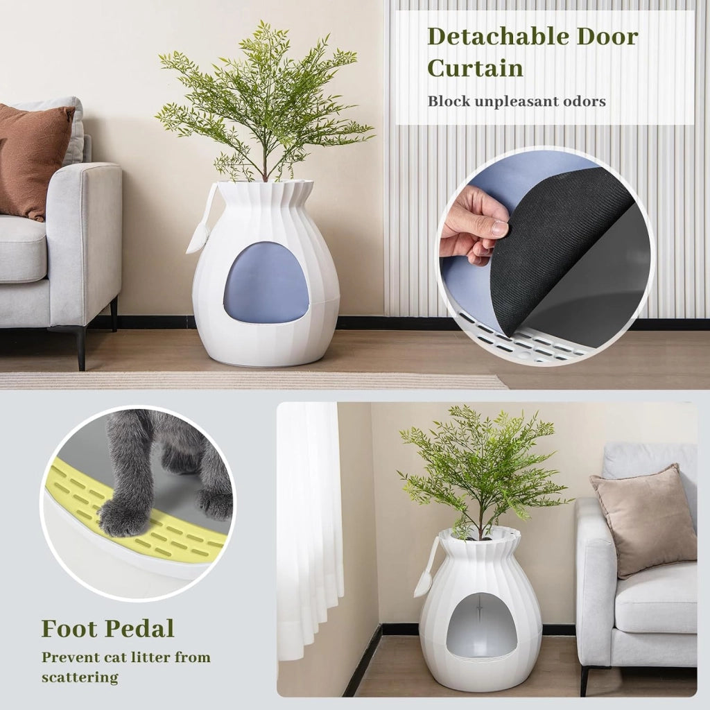Lettiera per gatti con pala, lettiera per gatti con rimozione intelligente degli odori, XXL con tenda per porta, ciottoli, per soggiorno, camera da letto, angolo