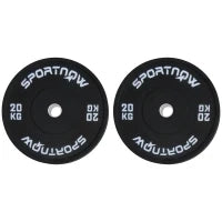 Set di 2 Dischi Palestra da 20kg per Bilanciere e Manubri con Attacco Ø5cm, Nero