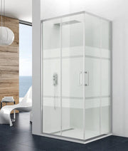 Box doccia angolare PRESTIGE 140x80 cm (134-137/77-80) cromo lucido vetro Frost Plus
