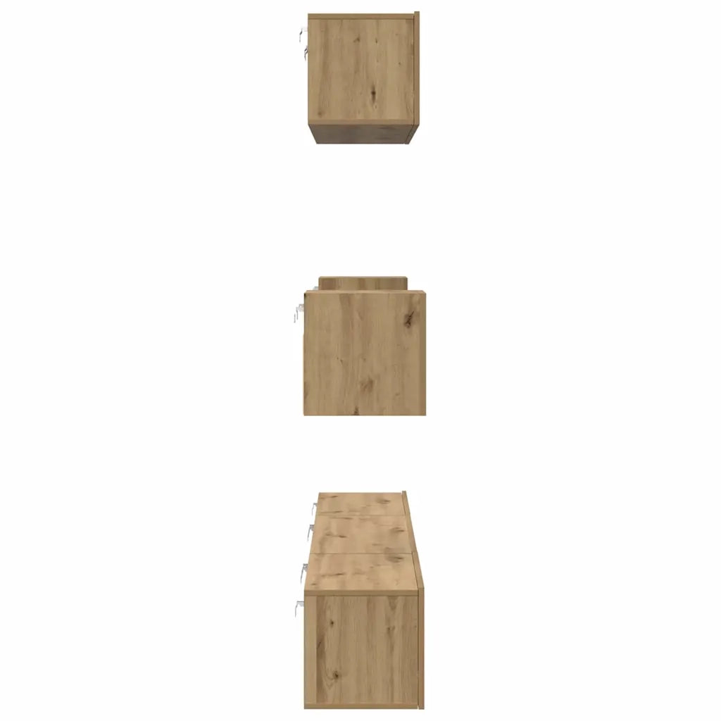 Set mobile TV 7 pz-Credenza per TV Rovere artigianale Legno multistrato