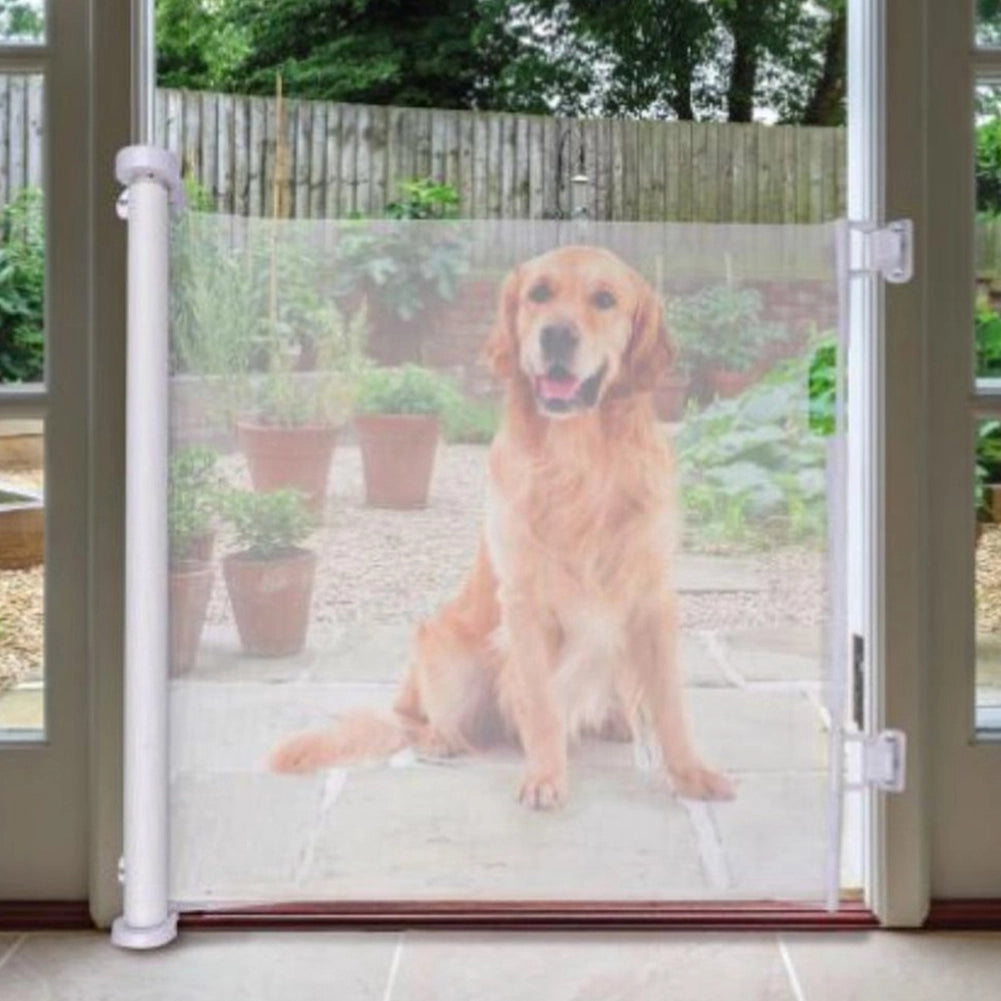 Cancello per Animali Estensibile Cancelletto Cani e Gatti 1 Pulsante 11x160x86cm