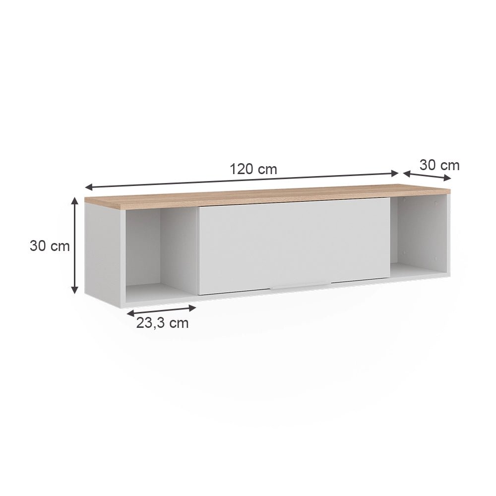 Scaffale a muro Betti Bianco/Sonoma 120 x 30 cm Vicco