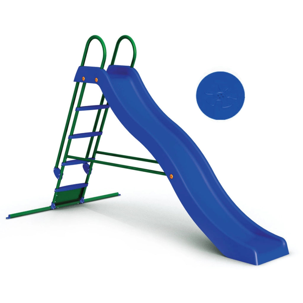 Scivolo per Bambini 285x46x165,5 cm in Metallo Blu e Verde
