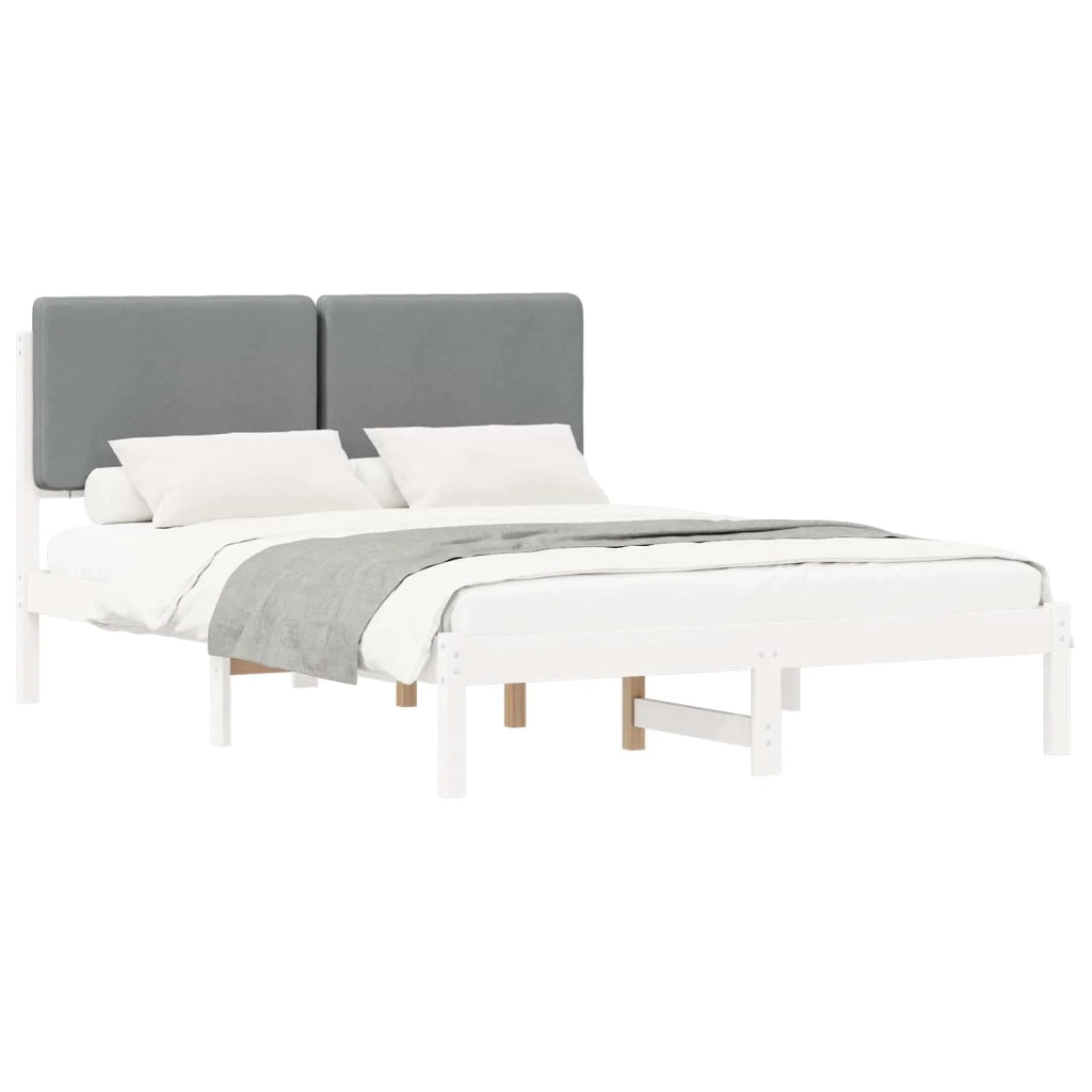 Letto con Testiera Rivestita Grigio chiaro 140 x 200 cm 877908