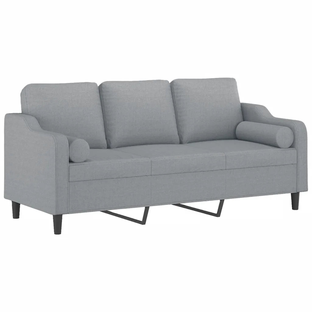 Divano | Divano da soggiorno | Sofa a 3 Posti con Cuscini Grigio Chiaro 180 cm in Tessuto