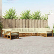 Set divani 10 pcs Naturale e Crema Legno di Acacia Massello