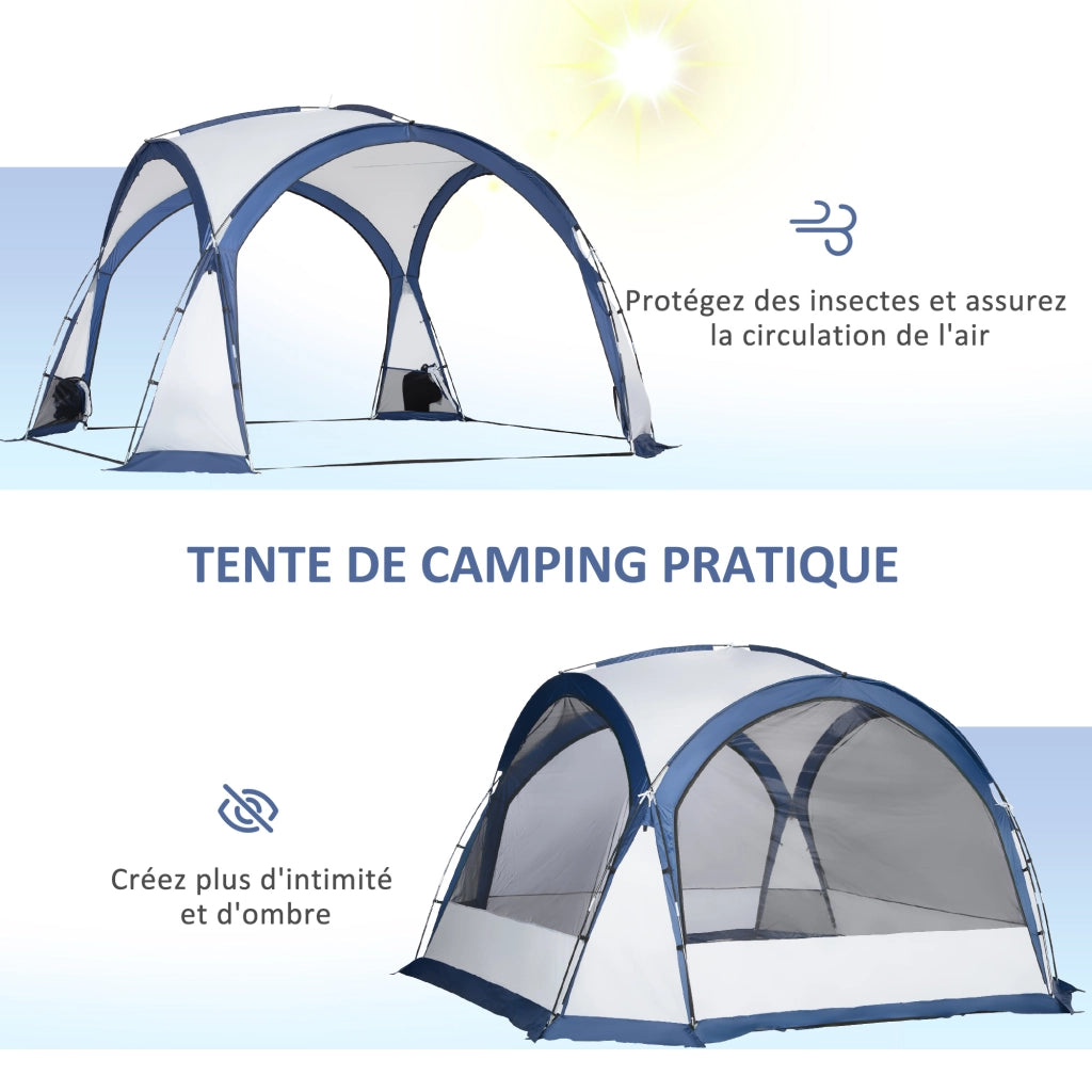 Tenda da campeggio a cupola 6-8 persone ¨C zephmum ¨C 4 porte in rete, tessuto Oxford, 350x350x230 cm, bianco e blu