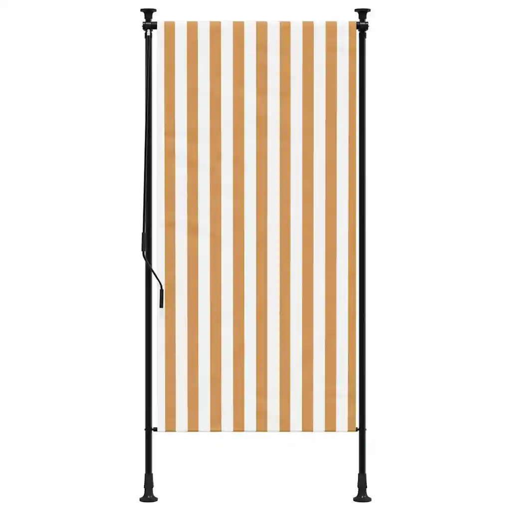 Tenda a Rullo Esterno Arancio Bianca 120x270 cm Tessuto Acciaio 368769