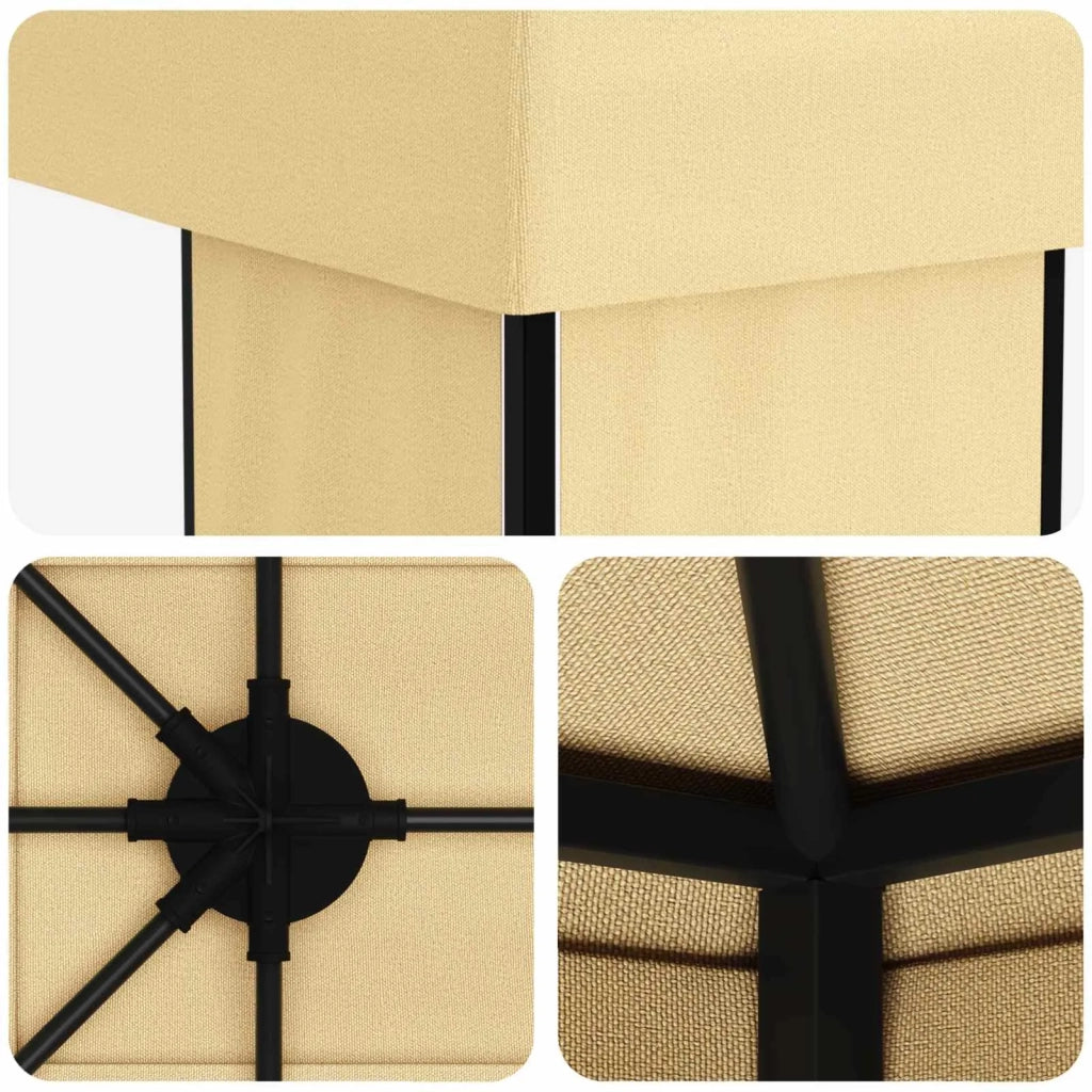 Gazebo da giardino 6 x 3 m Crema Poliestere e Acciaio 190 3376008