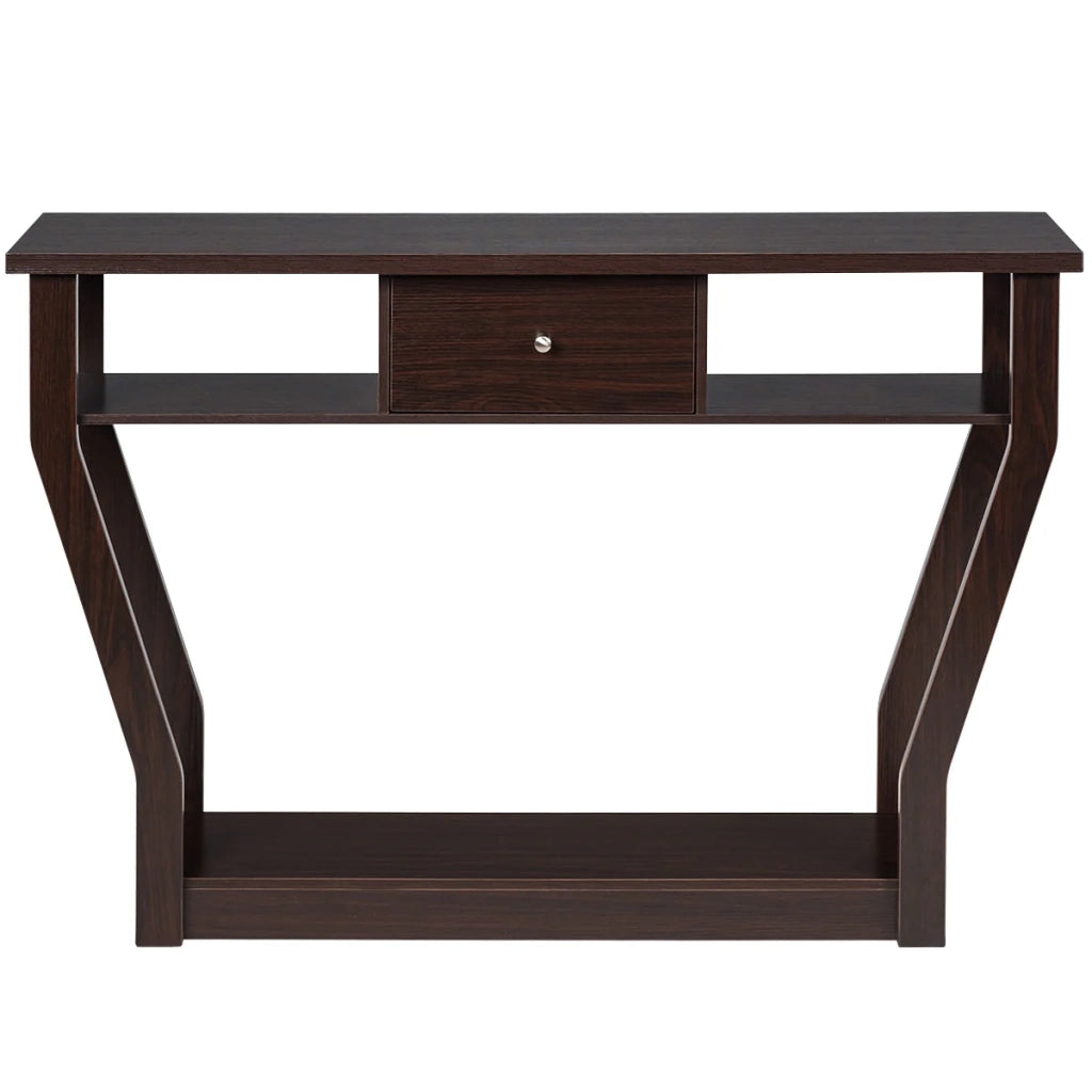 Consolle di design con cassetto e contenitore 120 x 30 x 81 cm finitura moderna in MDF marrone 20_0013835