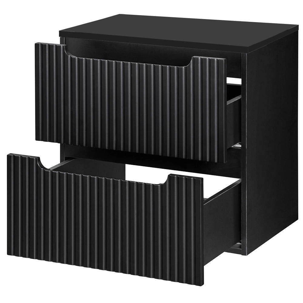 Mobile Sottolavabo da Parete NEWPORT con 2 Cassetti 60 x 60 x 40 cm - Nero [en.casa]
