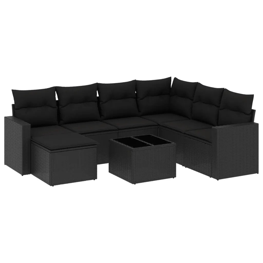 Set Divani da Giardino con Cuscini 8 pz Nero in Polyrattancod mxl 88024