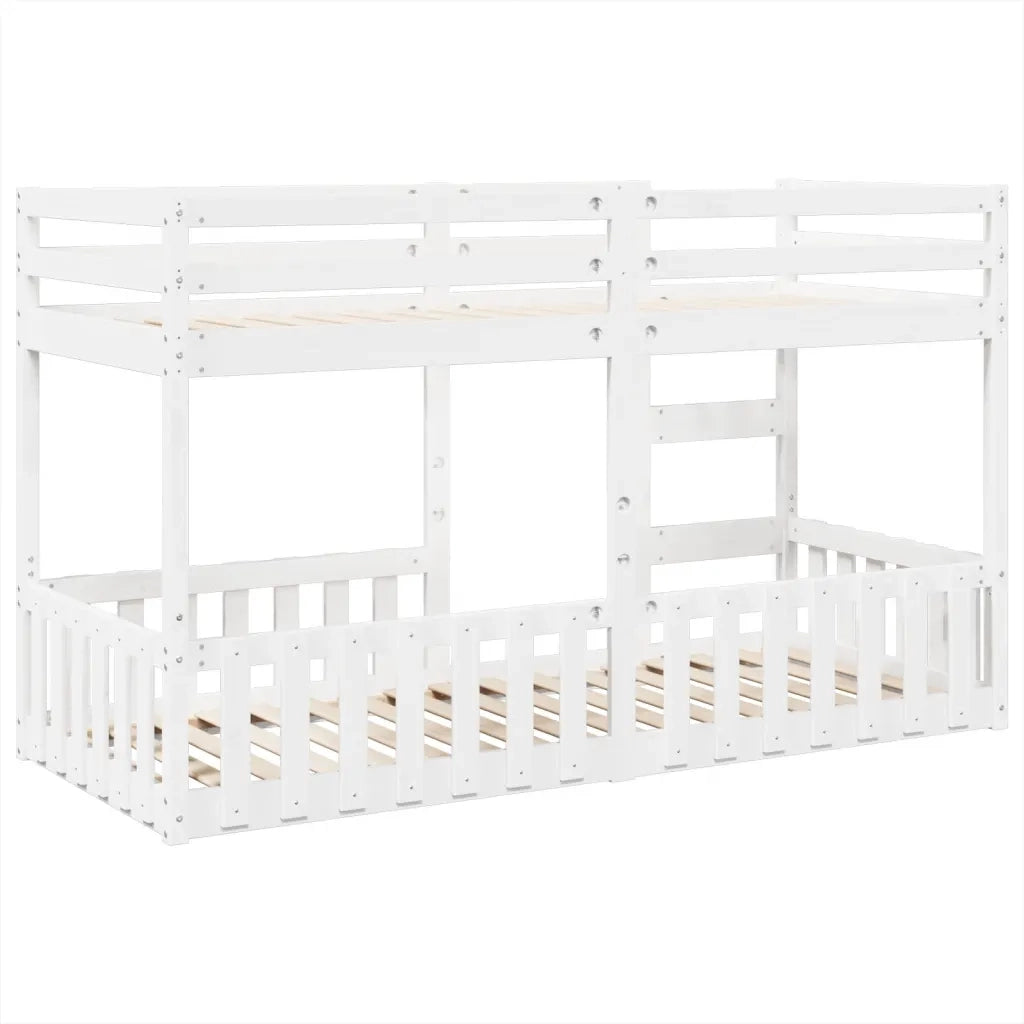 Letto a Castello Bianco 80x200 cm in Legno Massello di Pino 3308587