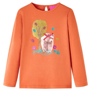 Maglietta da Bambina a Maniche Lunghe Arancione Bruciato 116cod mxl 117238