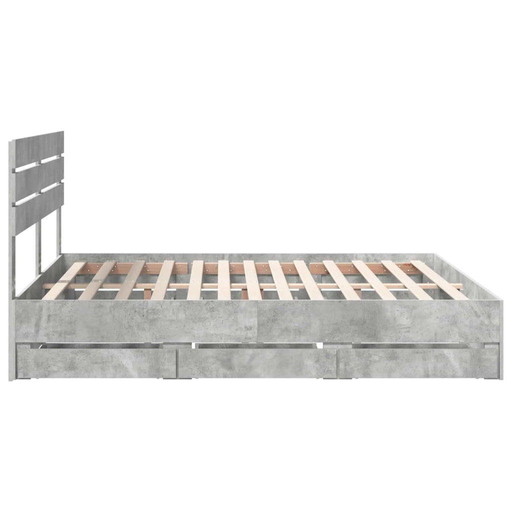 Struttura del letto con cassetto Grigio cemento 200 x 200 cm