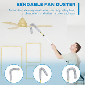 Kit 3 Spolverini per Pulizia della Casa con Asta Telescopica in Lega di Alluminio