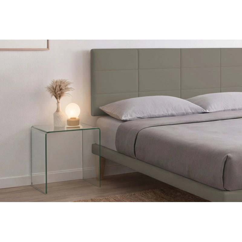 Letto imbottito Matrimoniale 180x190 cm Square - Similpelle,Cappuccino,Con rete