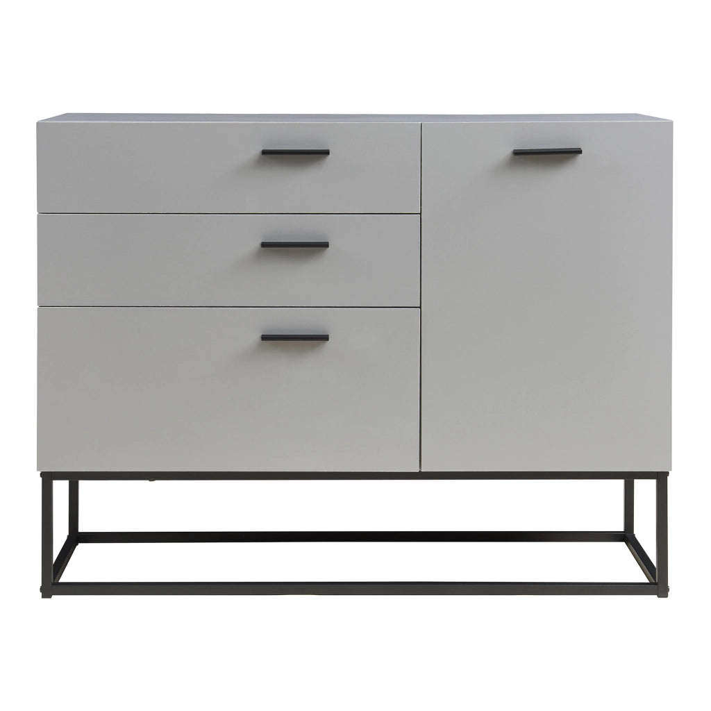 Comò Lavangen con Anta e 3 Cassetti 75 x 100 x 35 cm Nero / Grigio Chiaro [en.casa]