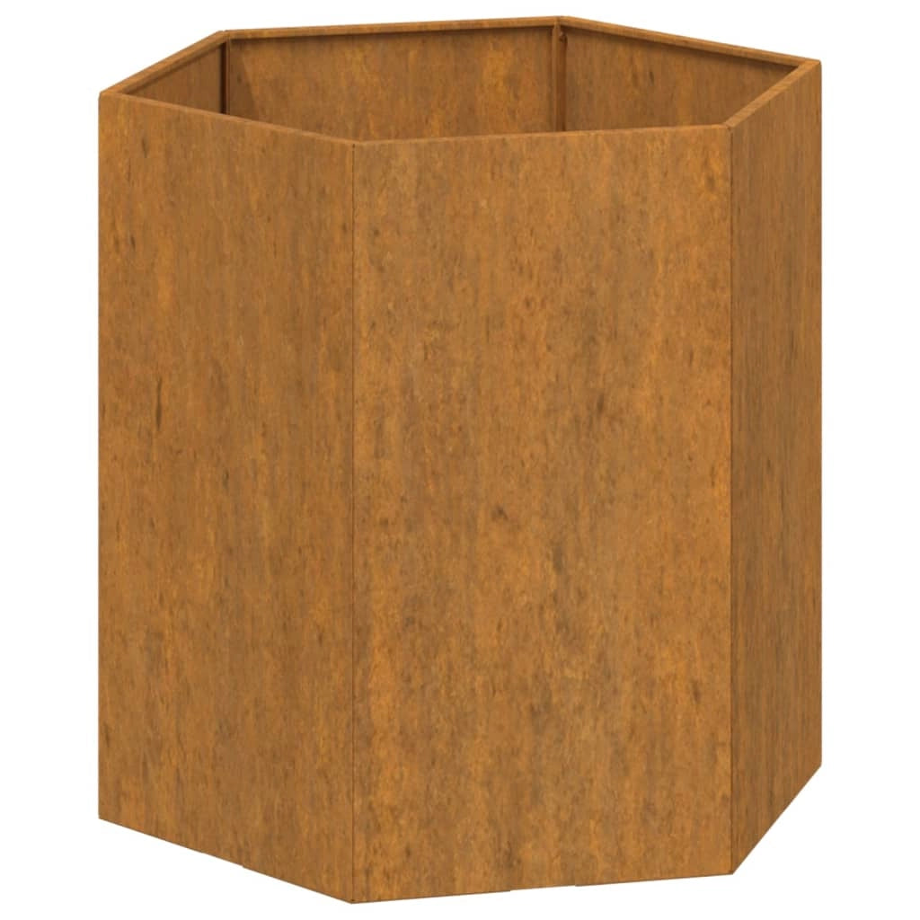 Fioriera rialzata per piante fiori terrazza giardino color ruggine 40 x 40 x 45 cm acciaio corten marrone 02_0038721