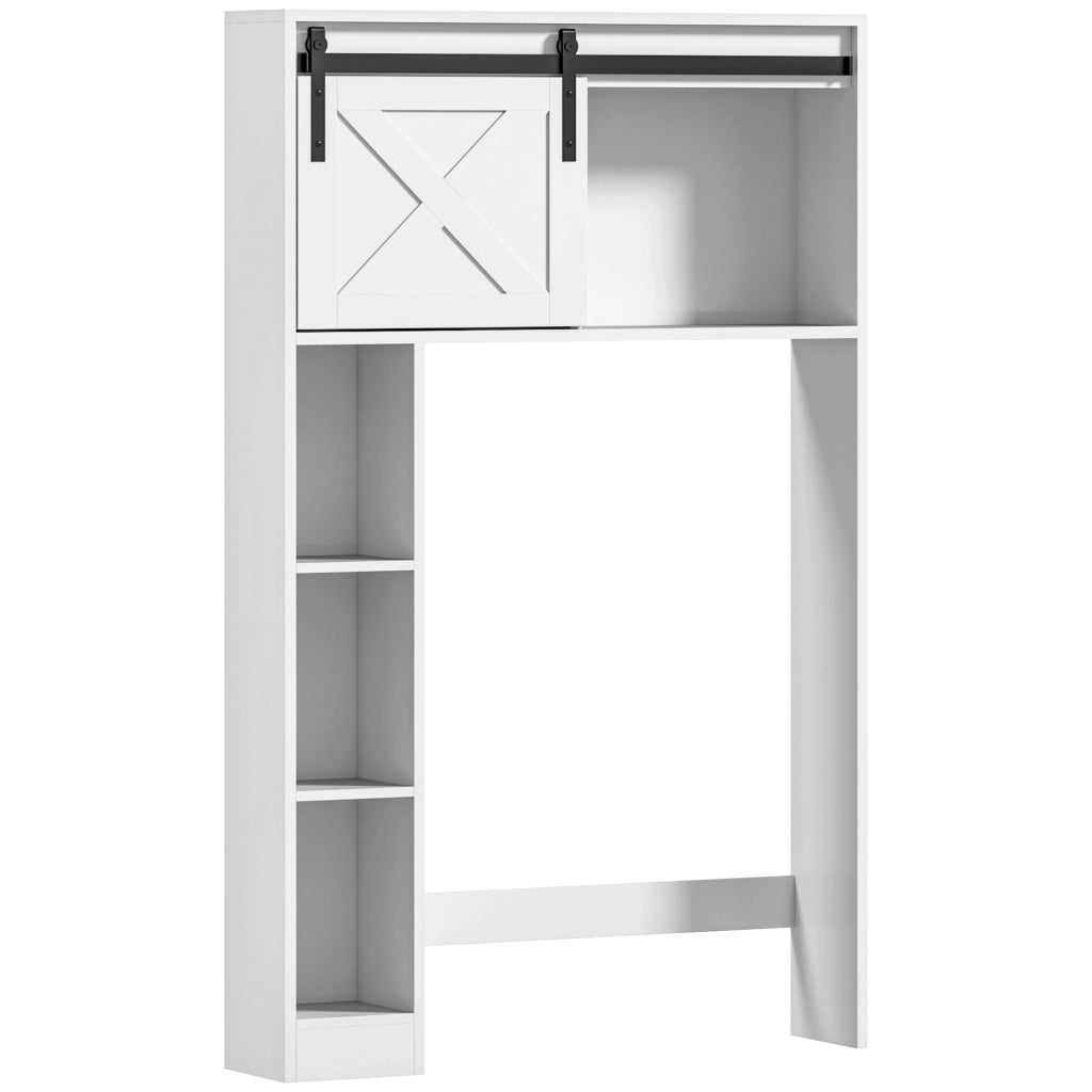 Mobiletto sospeso per WC con porta scorrevole e ripiani regolabili ¨C Zephmum ¨C Bianco 60x30x30