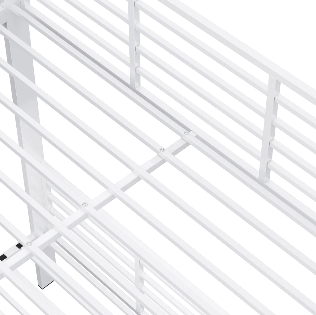 Letto a castello in metallo 140x200 cm; bianco opaco; con sponda di sicurezza