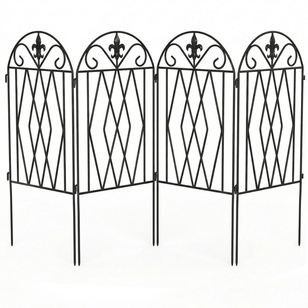 Set 4 Vallas de Jard¨ªn Met¨¢licas ¨C zephmum ¨C Nero, 125x56 cm