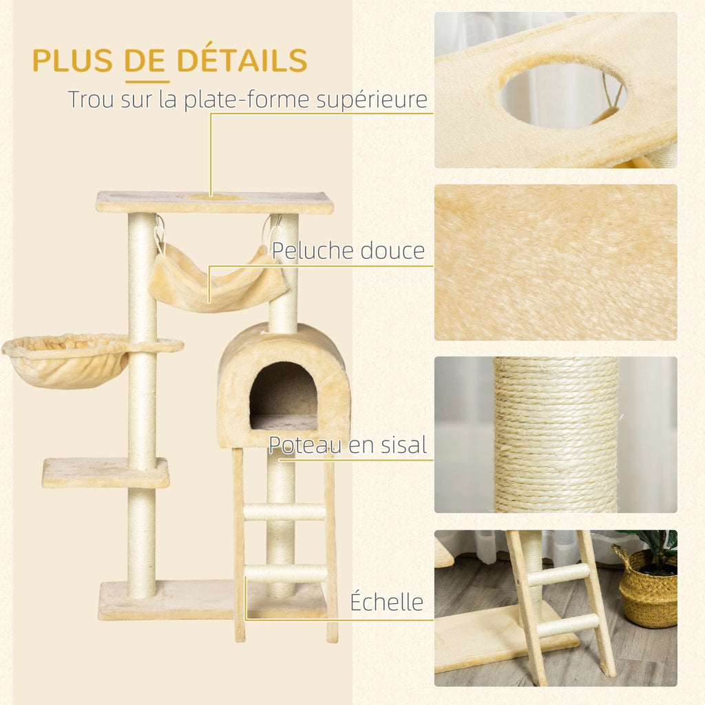 Albero tiragraffi per gatti a pi¨´ livelli ¨C zephmum ¨C 98 cm beige