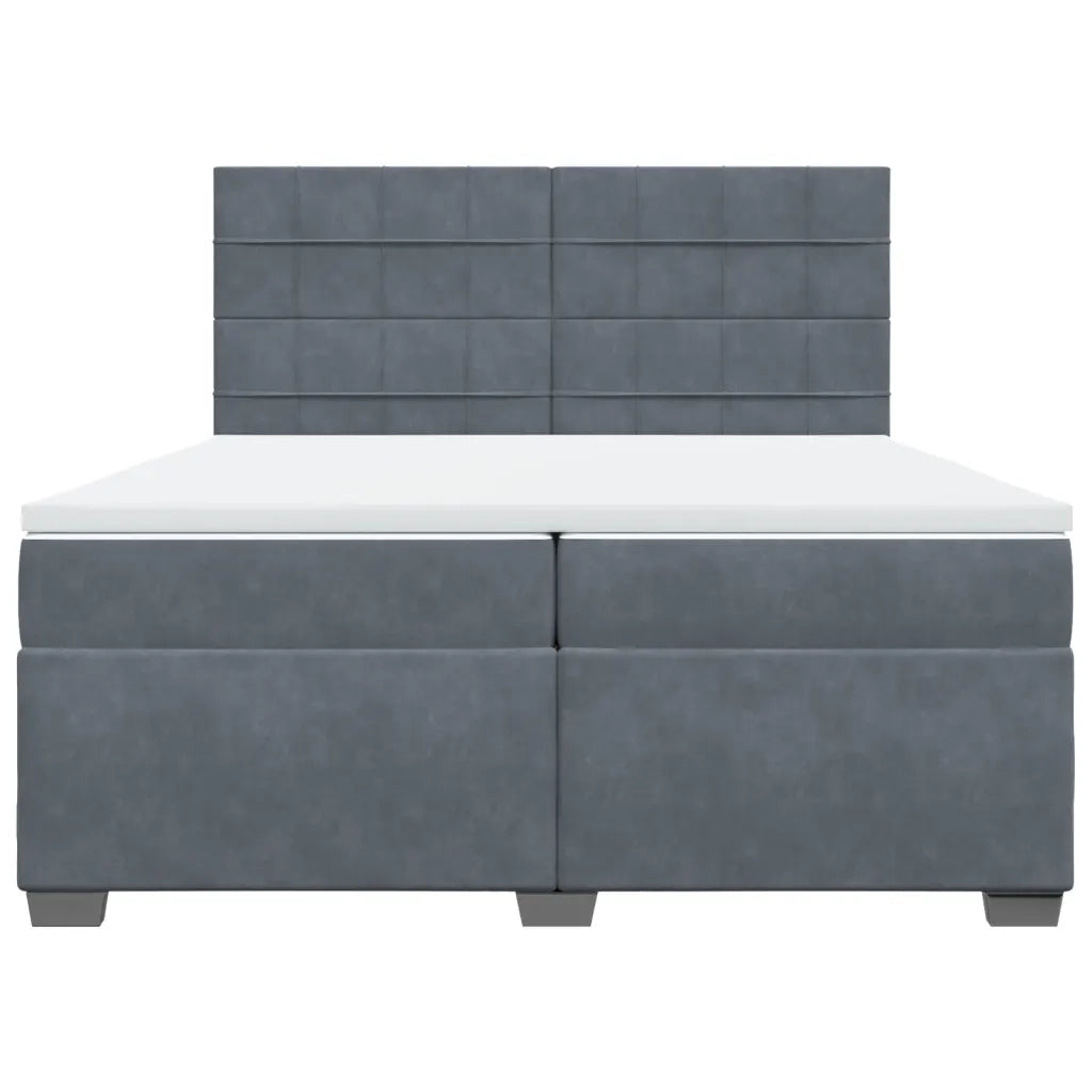 Giroletto a Molle con Materasso Grigio Scuro 200x200 cm Velluto