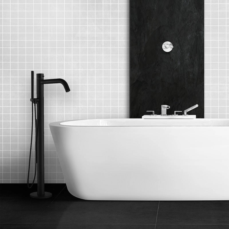 Miscelatore a Pavimento per Vasca da Bagno con Doccino in Acciaio Inox Sined Oristano Nero