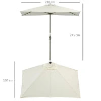 Ombrellone da Parete Mezzaluna Salvaspazio con Apertura a Manovella, Beige