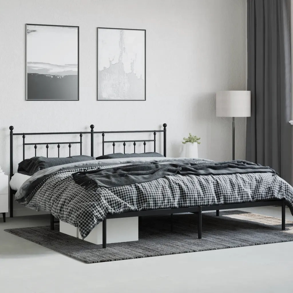 Giroletto con Testiera in Metallo Nero 200x200 cm 353544