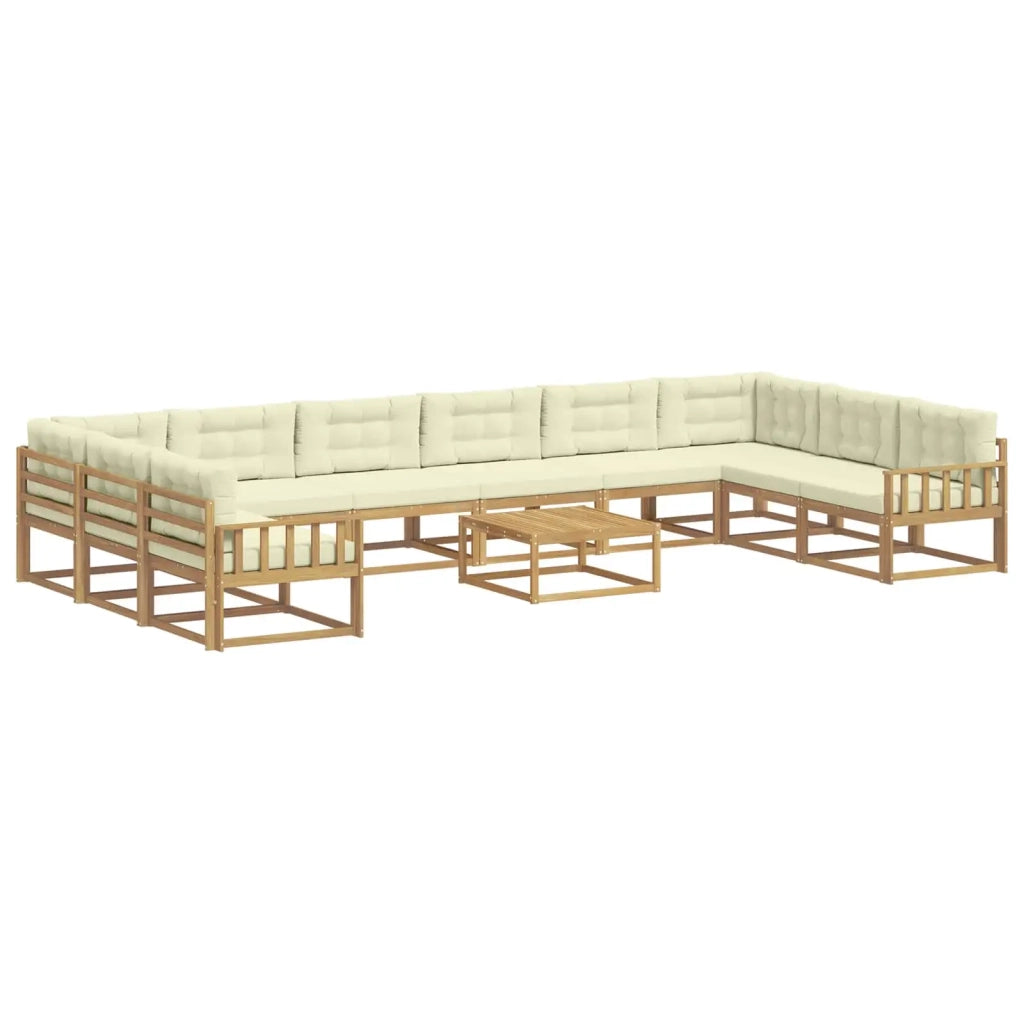 Set di divani da esterno con cuscino 11 pcs Bianco e Crema
