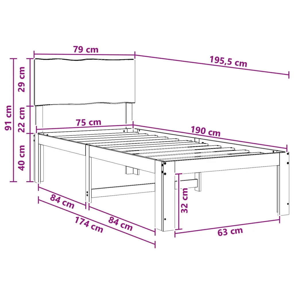 Letto Singolo con Testiera ROSTOCK Naturale 75 x 190 cm 903354