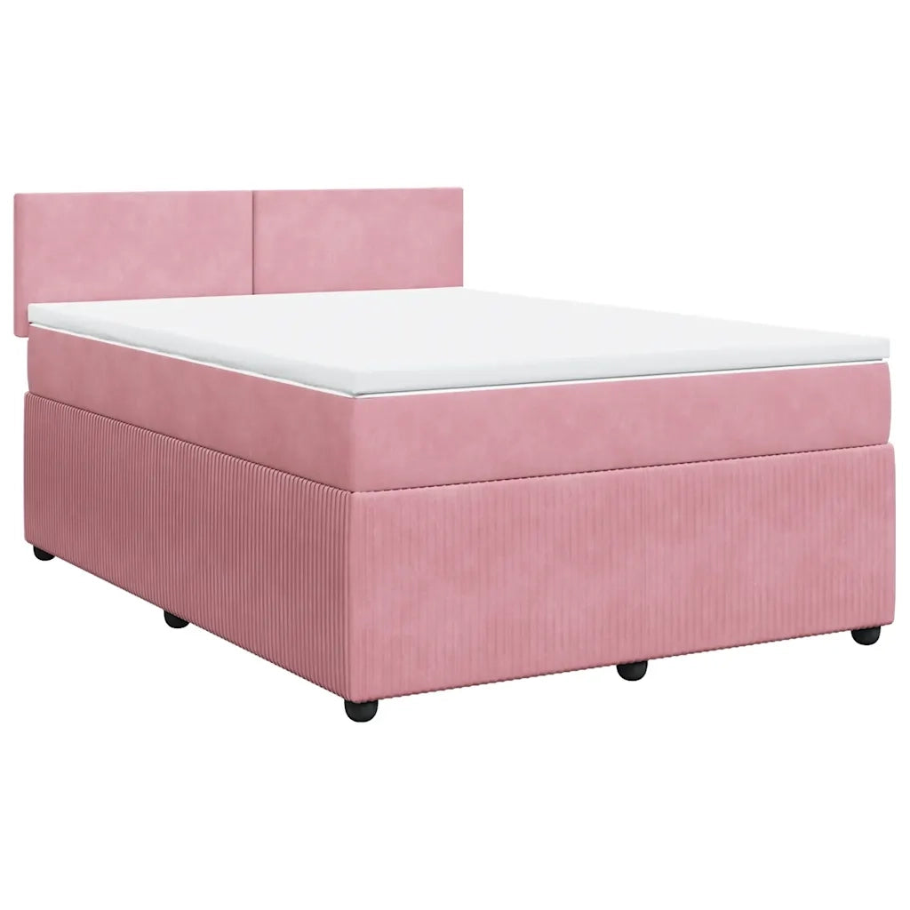 Giroletto a Molle con Materasso Rosa 160x200 cm in Velluto