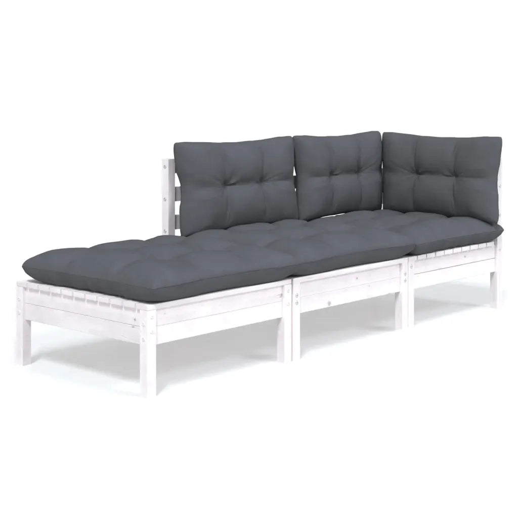 Set Divani da Giardino 3 pz | Set Salotto da Giardino con Cuscini Legno Massello di Pino