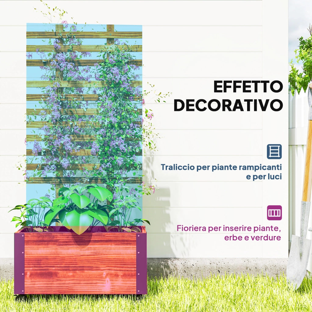Fioriera con Traliccio ¨C Zephmum ¨C Legno Abete 65x31x147 cm Marrone