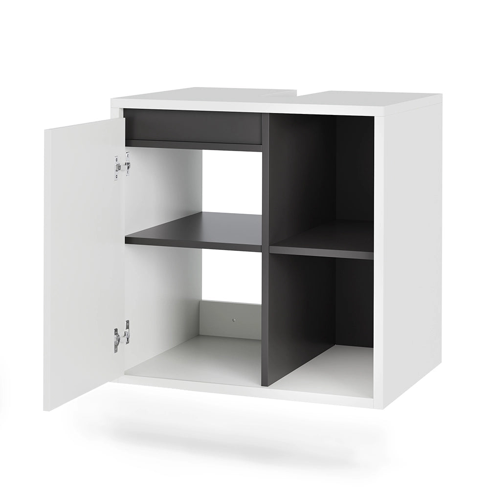 Vicco Mobiletto per lavabo Bianco/Grigio 60 x 60 cm con ripiani aperti