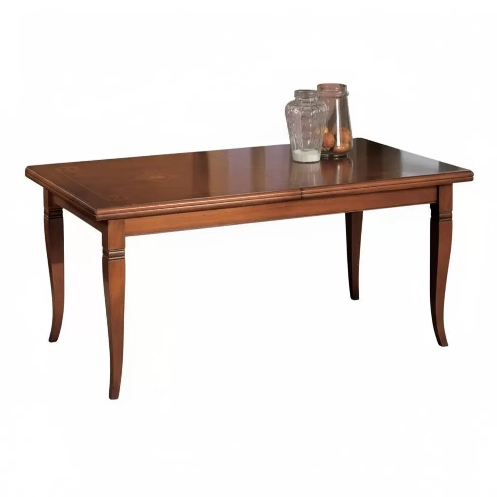 Set tavolo classico legno intarsiato bassano 180x90x78 con 6 sedie seduta legno - Mobili 2G