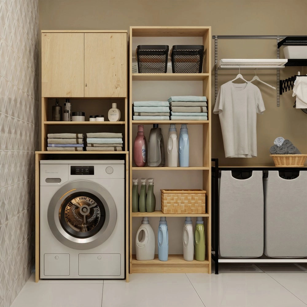 Mobile bagno POLA multi sopra lavatrice colonna scaffale rovere artisan