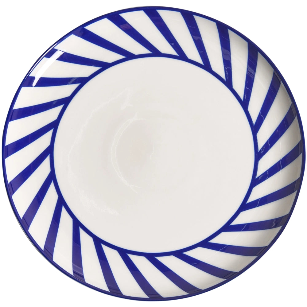 Servizio da tavola in porcellana bianco e blu 24 pezzi finitura smaltata bordo decorativo per 4 persone realizzato a mano per sala da pranzo e cucina