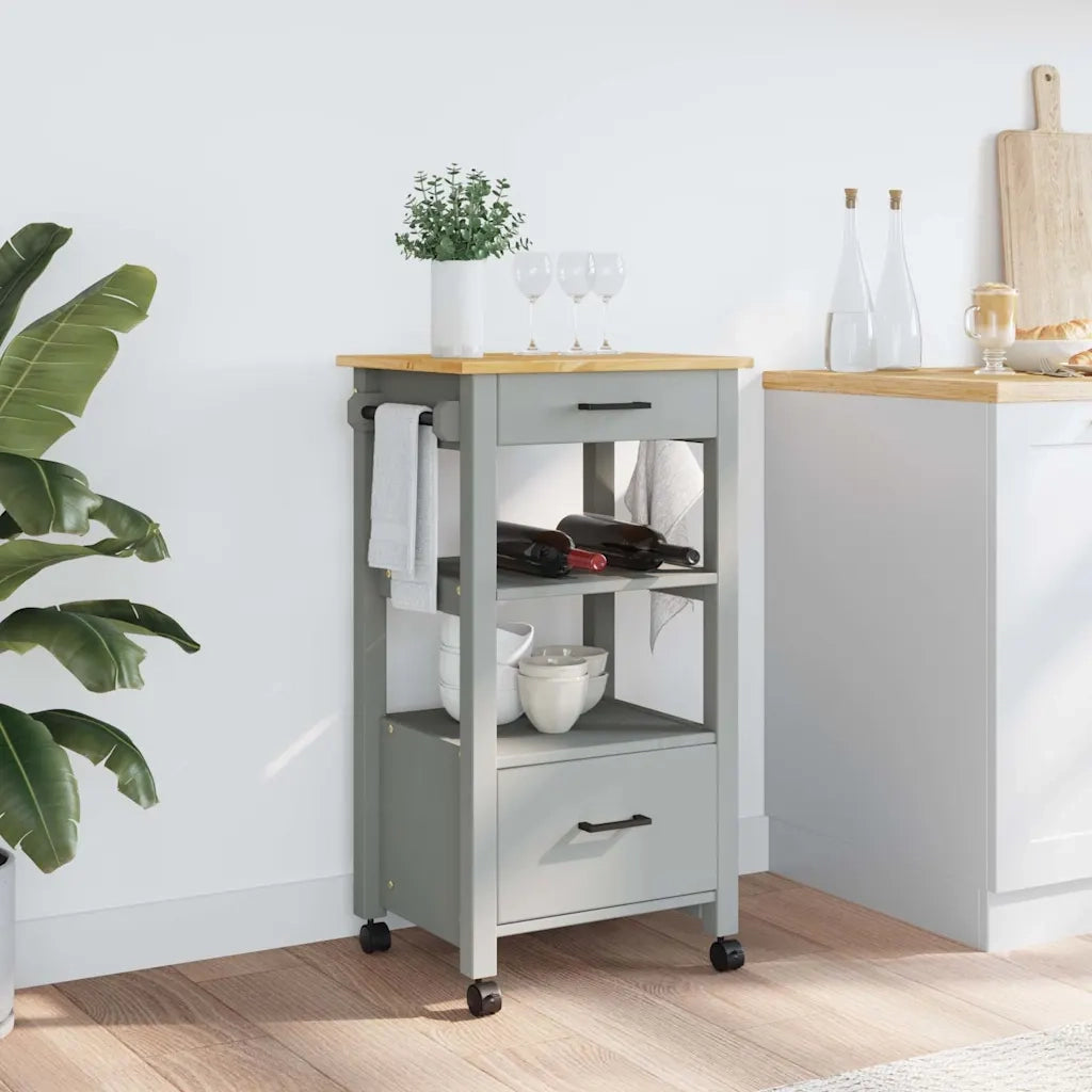 Carrello da Cucina MONZA 48x40x88,5 cm in Legno Massello di Pino 376083