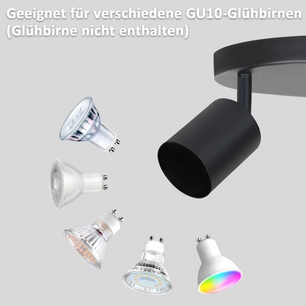 ZMH Faretto da soffitto neri 3 luci GU10 orientabili 350° rotondi metallo per soggiorno camera cucina senza lampadina