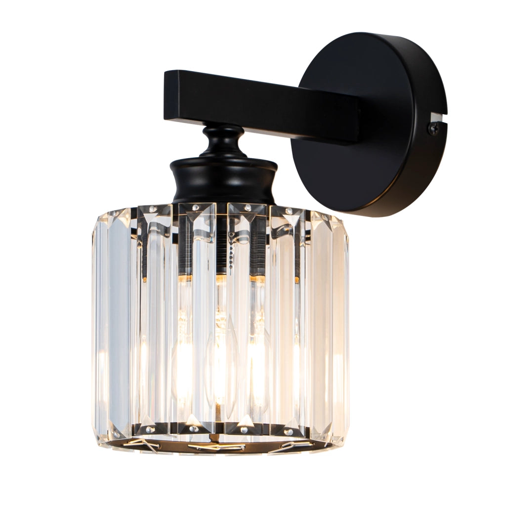 ZMH Lampada da Parete Nera con Cristallo Moderna E27 Orientabile per Interno da Comodino Corridoio Scala Camera da Letto