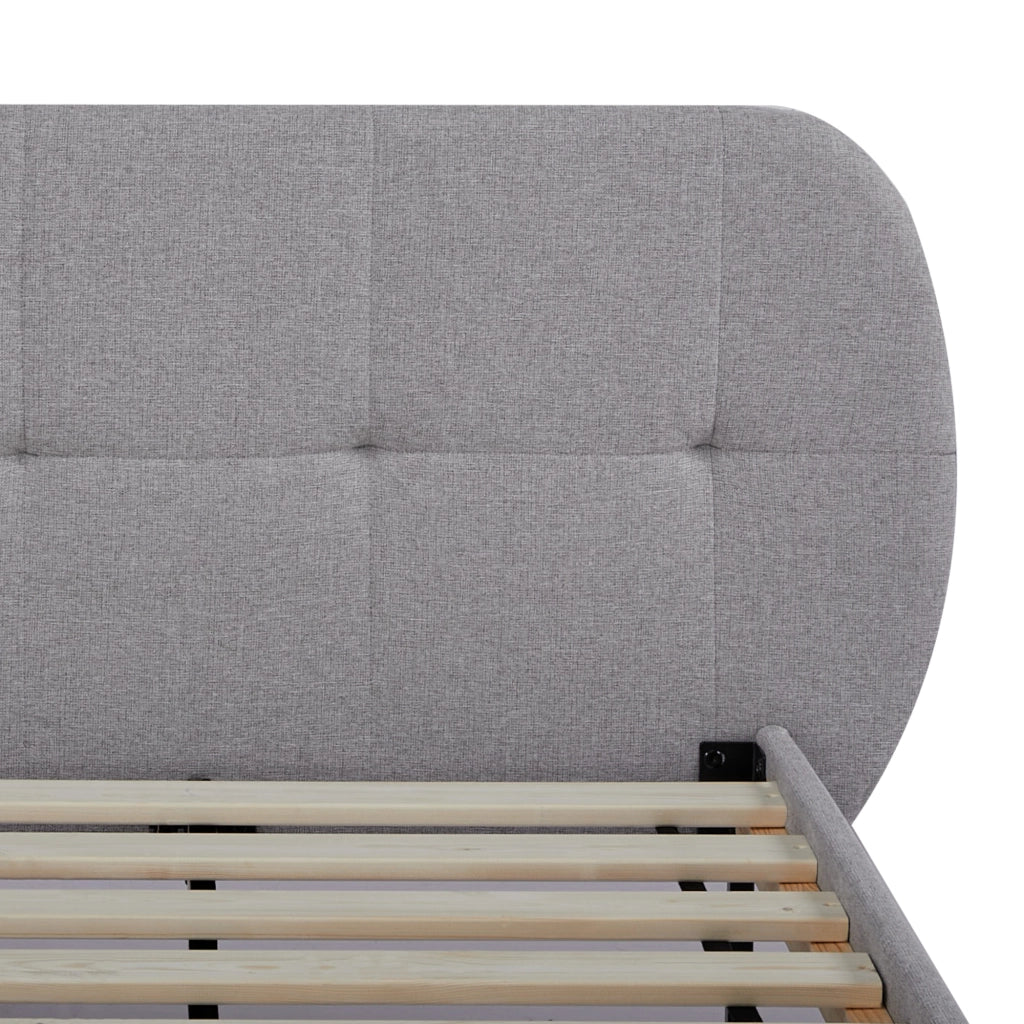 Letto Singolo Porvoo con Testiera e Materasso 90x200 cm Rivestimento in Tessuto - Grigio [en.casa]