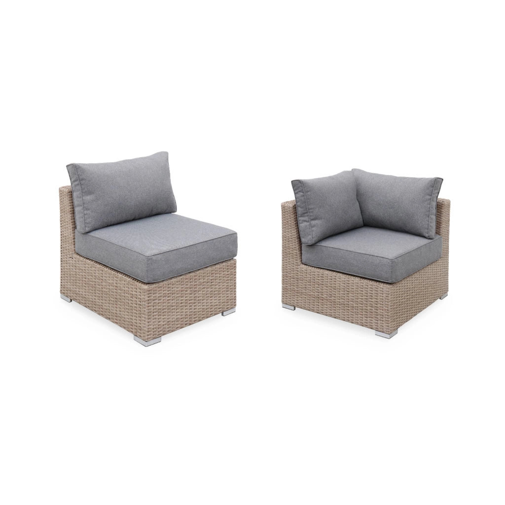 Salotto da giardino premium in resina intrecciata, 12-14 posti, beige